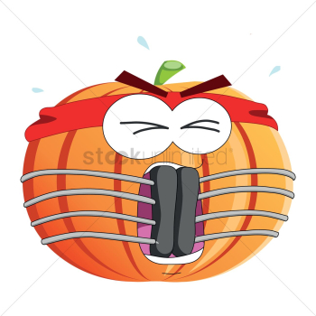 Pumpkin cartoon doing chest expander Pumpkin cartoon doing chest expander