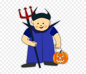 Pumpkin Costume, Halloween, Devil, Trident, Evil, Boy, - Halloween Related Vocabulary Showing Mat Word