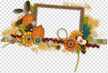 Pumpkin Frames Flower , gold frame transparent background PNG clipart