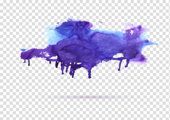 Purple and blue drip paint, Ink Watercolor painting, Purple watercolor transparent background PNG clipart