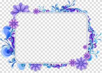 Purple and blue floral border, Frames Desktop , islamic frame transparent background PNG clipart