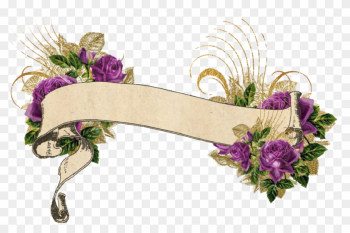 Purple And Gold Vintage Floral Banner By Digitalcurio - Floral Banner Transparent