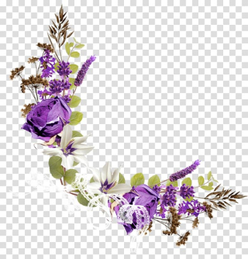 Purple and white flowers illustration, Flower Purple , Purple floral corner decorative pattern transparent background PNG clipart