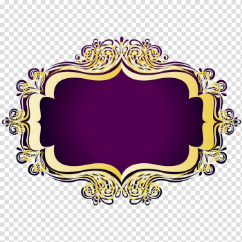 Purple and yellow floral icon, Gold Text box Computer file, Gold pattern purple text box transparent background PNG clipart