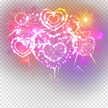 Purple and yellow heart flower , Fireworks, Gorgeous fireworks transparent background PNG clipart