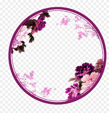 Purple Chinese Wind Flower Circle Border Texture - Flowers Circle Border Psd