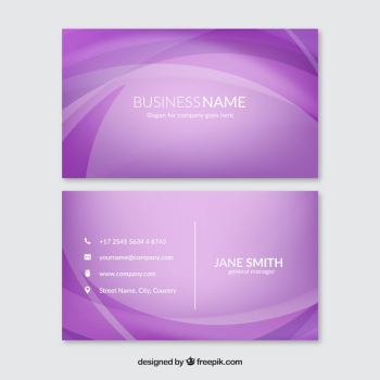 Purple corporate card with wavy shapes Purple corporate card with wavy shapes