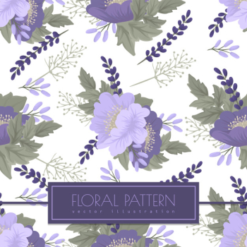 Purple flower seamless pattern on white Free Vector