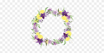 Purple Flower Wreath, Purple Flowers, Flower Wreath, - Purple And Yellow Flower Border Purple Flower Wreath, Purple Flowers, Flower Wreath, - Purple And Yellow Flower Border