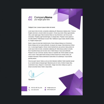 Purple letterhead template