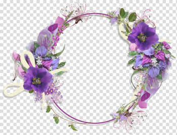 Purple petaled flowers illustration, Flower Purple , Floral Round Frame Pic transparent background PNG clipart