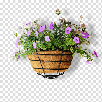 Purple petaled flowers inside metal vase, Flowerpot Computer file, Full of small purple flower pot transparent background PNG clipart