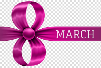 Purple ribbon with March text overlay, Pink , 8 March Pink Bow transparent background PNG clipart