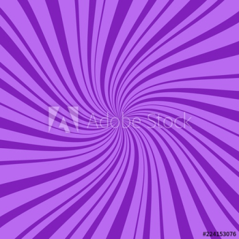 Purple square abstract background with thin and thick radial rays, lines or stripes swirling around center