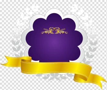 Purple, white, and yellow illustration, Ribbon, Cartoon Ribbon Round Purple Border transparent background PNG clipart