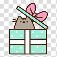 Pusheen Cat Valentine Day Cian, gray cat inside gift box art transparent background PNG clipart