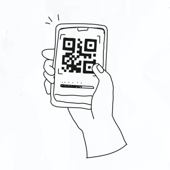 QR code psd cashless payment COVID-19 doodle illustration QR code psd cashless payment COVID-19 doodle illustration