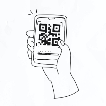 QR code vector cashless payment COVID-19 doodle illustration QR code vector cashless payment COVID-19 doodle illustration
