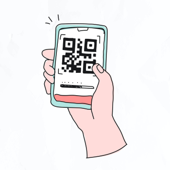 QR code vector cashless payment COVID-19 doodle illustration QR code vector cashless payment COVID-19 doodle illustration