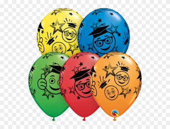 Qualatex 11 Inch Graduation Smiley Face Assorted Latex - Happy Graduation #done Emoji School Colors 10pc Balloon