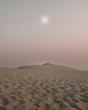 Quarter Moon And Desert Quarter Moon And Desert