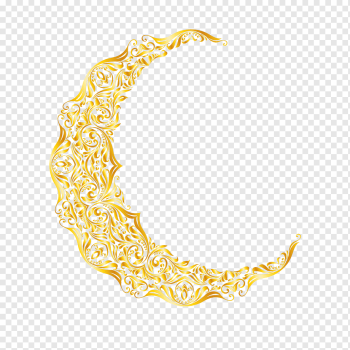 Quran Islam Euclidean, Islamic gilded moon, gold crescent moon illustration, pendant, holidays, rectangle png