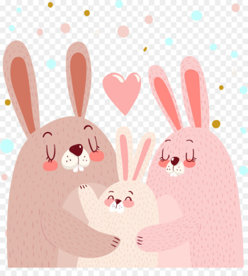 Rabbit Cuteness Family Euclidean vector - Pink little rabbit family portrait 