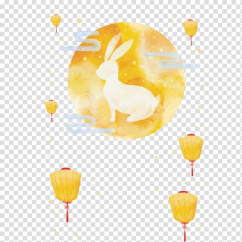 Rabbit illustration, Mooncake Mid-Autumn Festival Moon rabbit, Mid Autumn Festival material transparent background PNG clipart