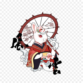 Rabbit Illustration Samurai Cartoon Japan - hare baby Rabbit Illustration Samurai Cartoon Japan - hare baby