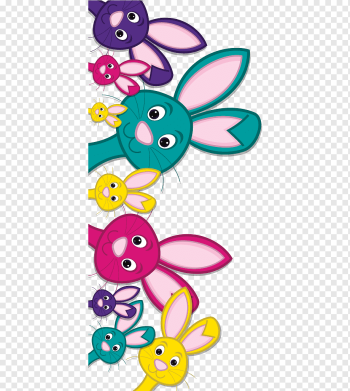 rabbits illustration, Easter Bunny Rabbit, hand colored rabbit, purple, color Splash, painted png