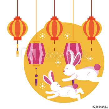 Rabbits of mid autumn festival vector design Rabbits of mid autumn festival vector design