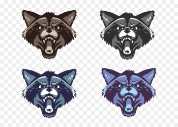 Raccoon Cartoon Illustration - Four colors of wolf Avatar Raccoon Cartoon Illustration - Four colors of wolf Avatar