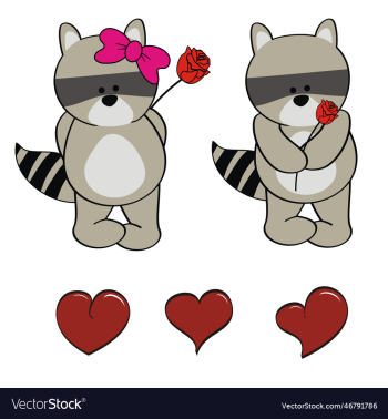 raccoon character cartoon valentine rose pack raccoon character cartoon valentine rose pack