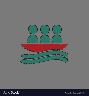 Rafting kayaking team design in hatching style vector image Rafting kayaking team design in hatching style vector image