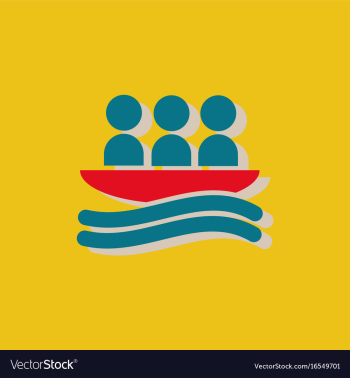 Rafting kayaking team design in sticker style vector image Rafting kayaking team design in sticker style vector image