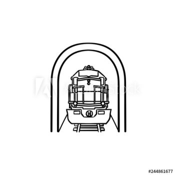 Railway tunnel with train hand drawn outline doodle icon