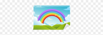 Rainbow And Clouds In The Sky Background Vector Wall - Sky Rainbow And Clouds In The Sky Background Vector Wall - Sky