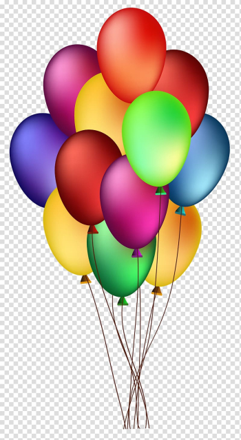 Rainbow balloons illustration, Balloon Birthday , Bunch of Colorful Balloons transparent background PNG clipart