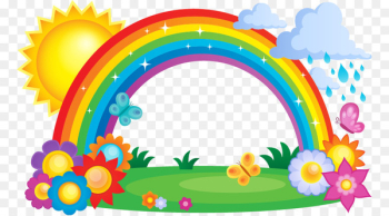 Rainbow Cloud Clip art - Rainbow sun painted flowers 