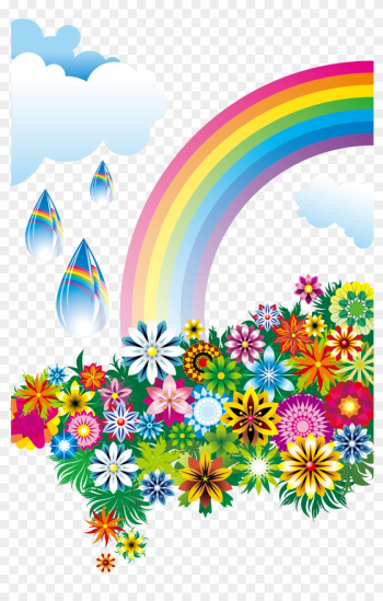 Rainbow Flowers Clouds - Rainbow And Flowers Png Rainbow Flowers Clouds - Rainbow And Flowers Png