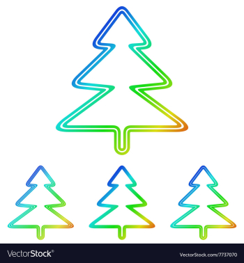 Rainbow pine tree logo design set vector image Rainbow pine tree logo design set vector image