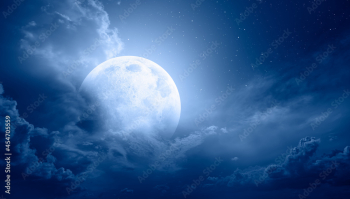 Ramadan Concept - Abstract background with Crescent moon over the sunset clouds