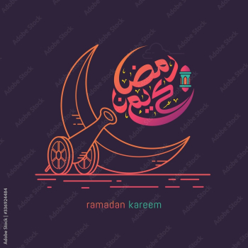 Ramadan kareem greeting card arabic calligraphy style with gold crescent moon and lantern