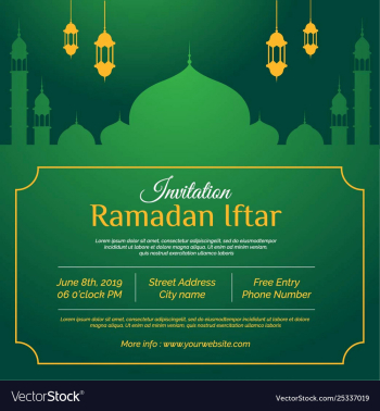 Ramadan kareem greeting card green background vector image Ramadan kareem greeting card green background vector image