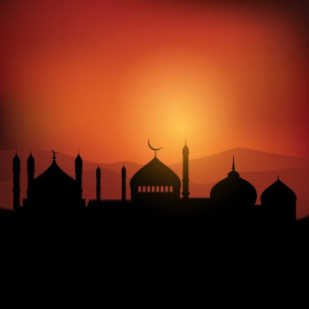 Ramadan landscape background at sunset Ramadan landscape background at sunset