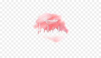 Ramadan Watercolor painting Eid Mubarak Star and crescent - Pink watercolor castle 