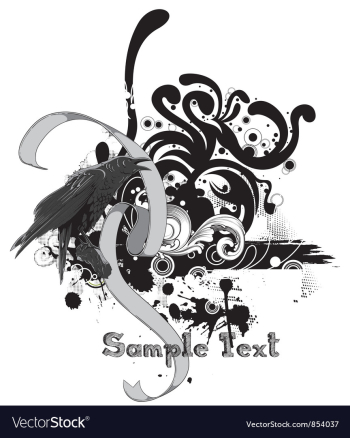 Raven with floral vector image Raven with floral vector image