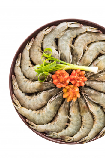 Raw prawn and shrimp in plate Raw prawn and shrimp in plate