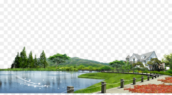 Real Estate Poster House - Lake House leaves background material 
