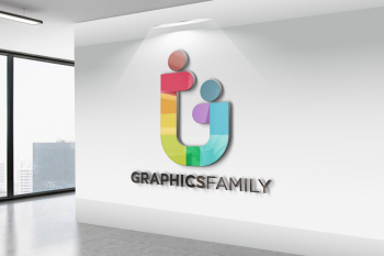 Realistic 3D Wall Logo MockUp